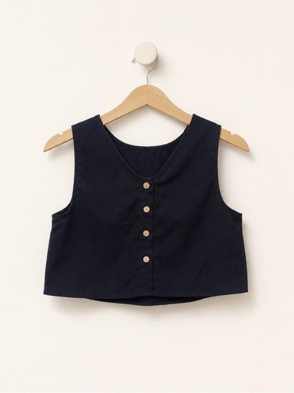 Button-Front Cropped Tank Top